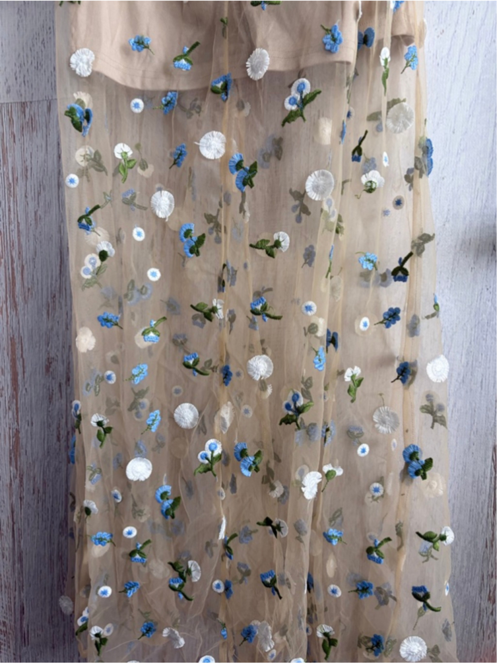 Women's VICI Beige Blue Floral Long Sleeve Dress XL - Picture 6 of 9